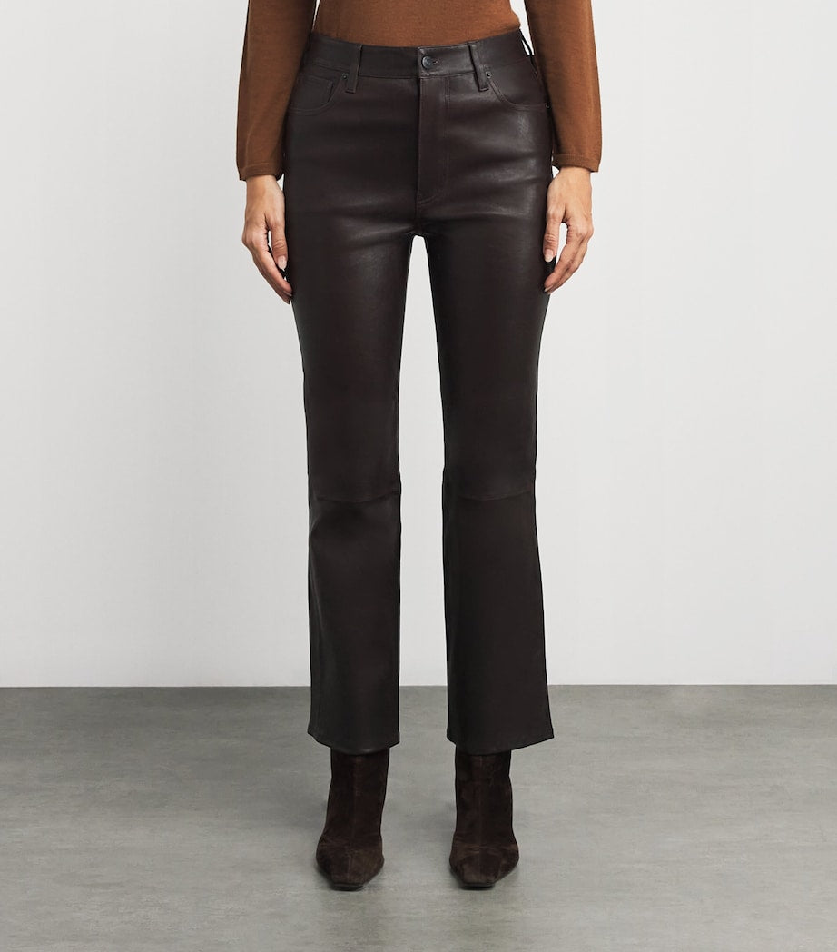 FRAME Black The Leather Reboot Crop Trousers