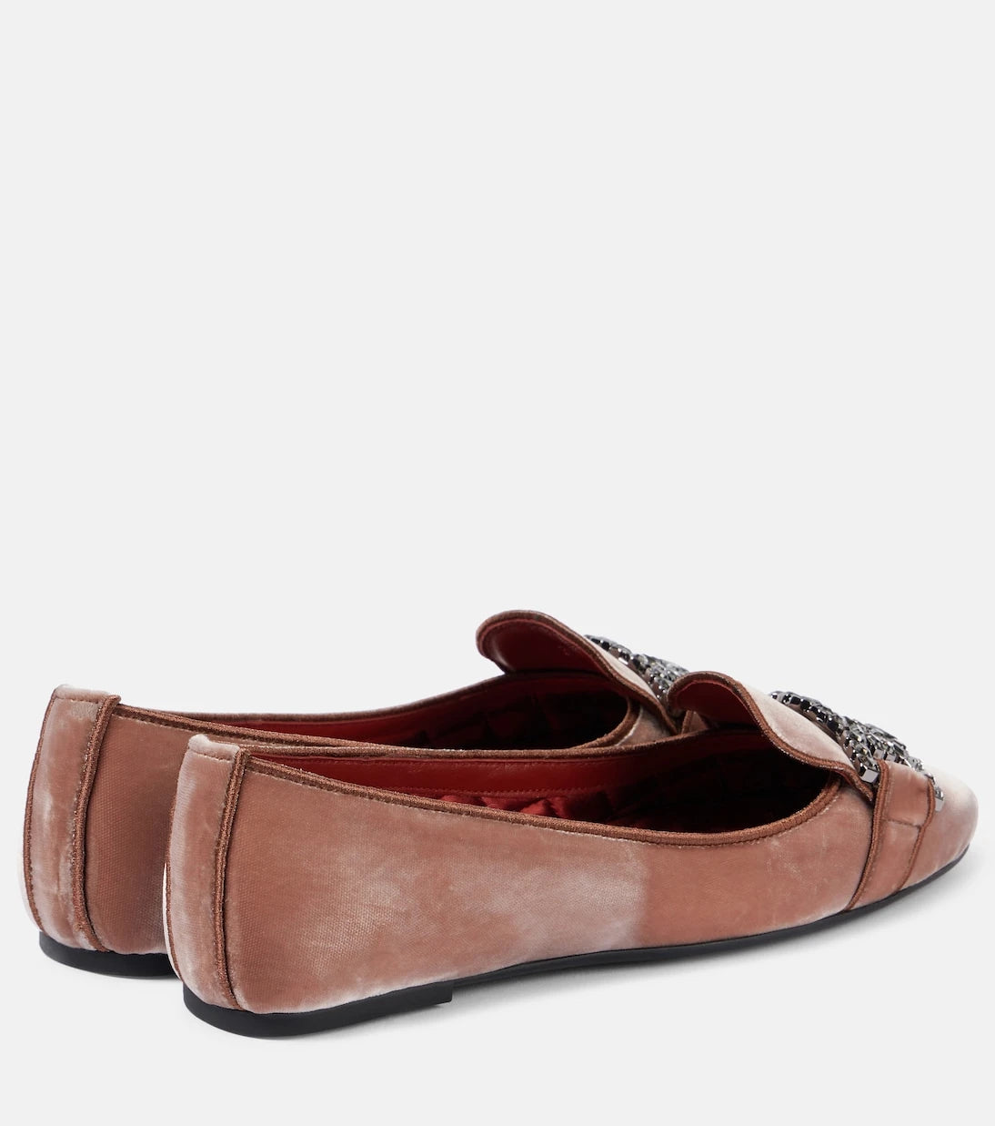 Tod's - حذاء باليه كيت المسطح من المخمل المزيّن