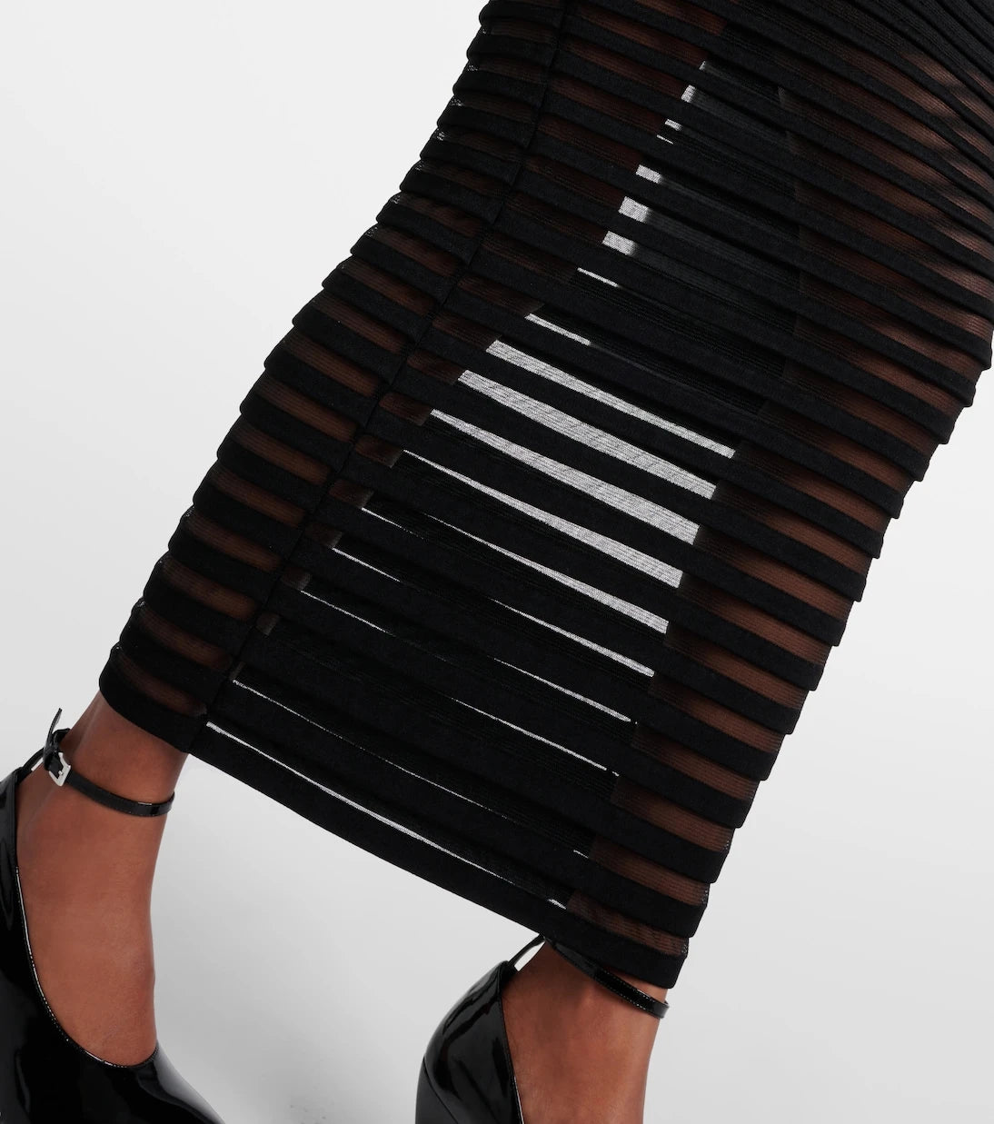 Alaïa - Striped crêpe-paneled gown