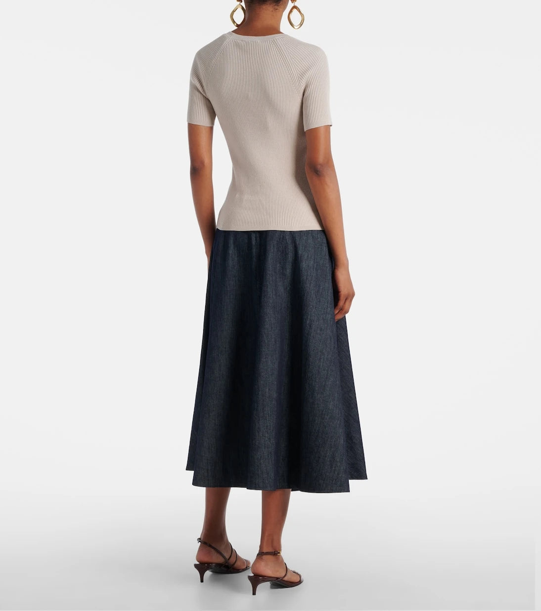 'S Max Mara - بلوزة قطنية محبوكة مضلعة طراز برلينو