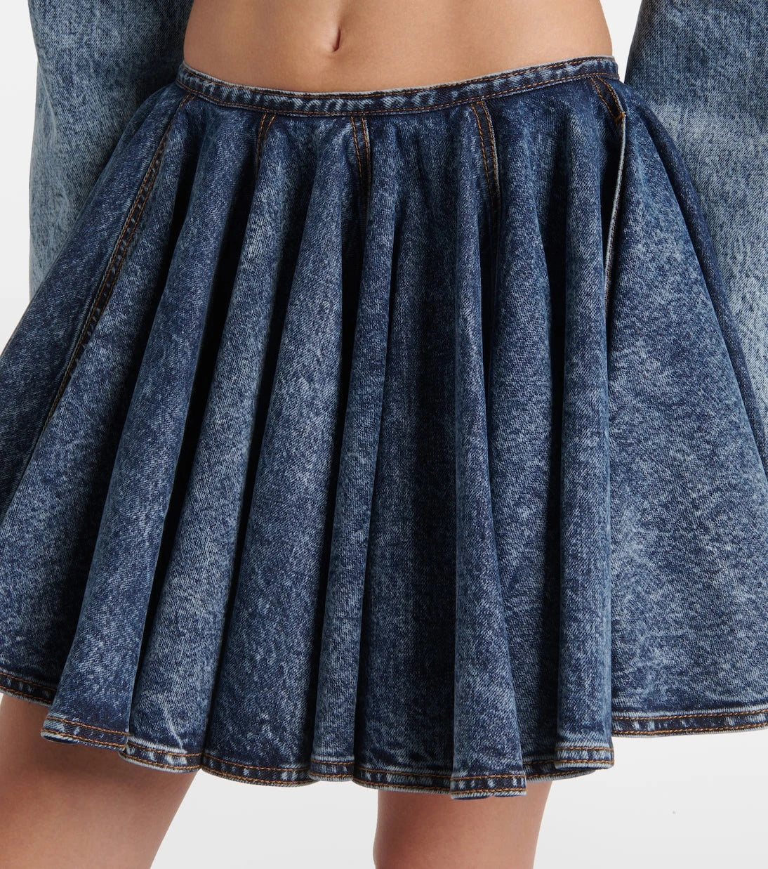 Alaïa - Pleated denim miniskirt