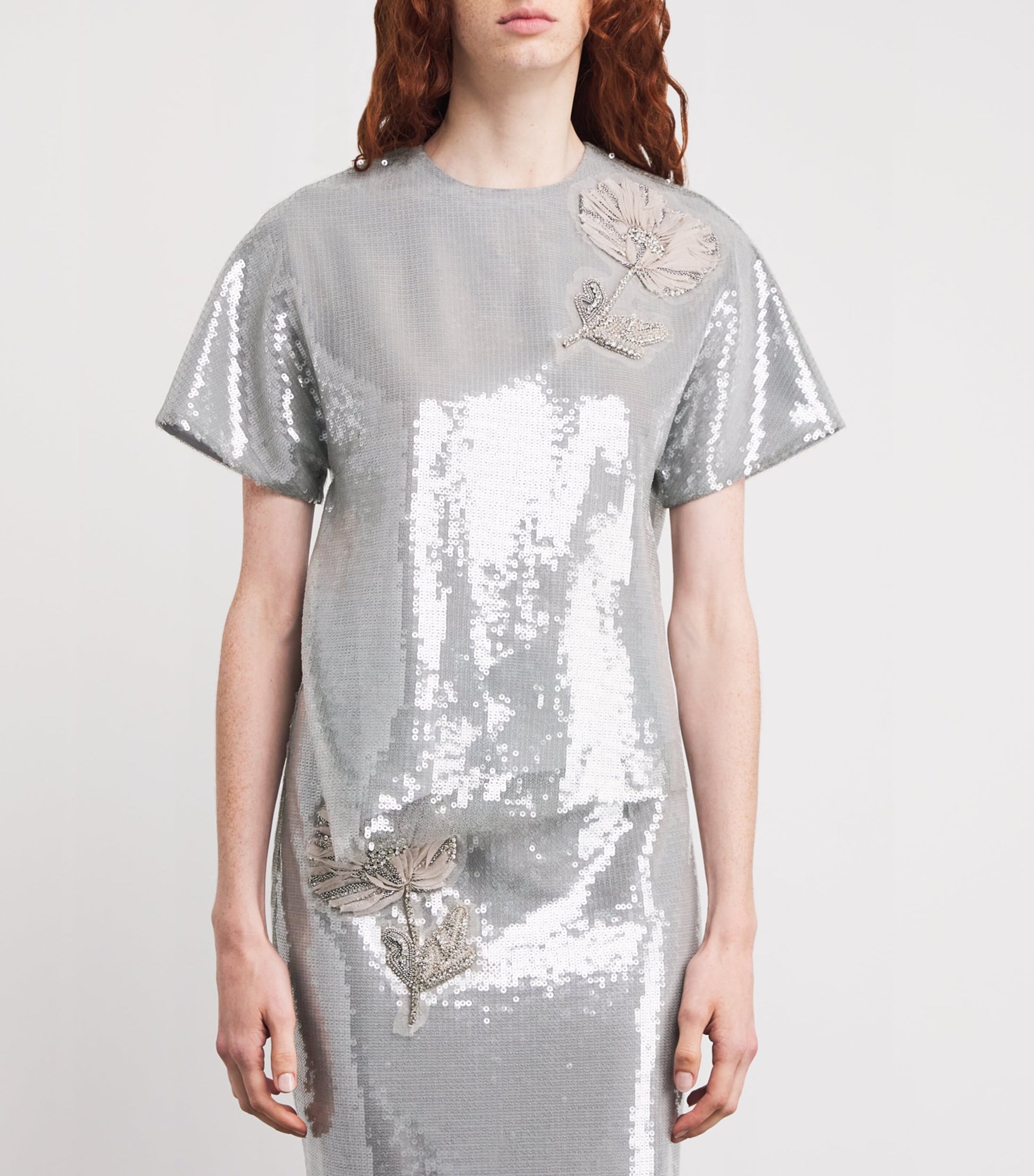Silver Sequin Floral Sammie Top