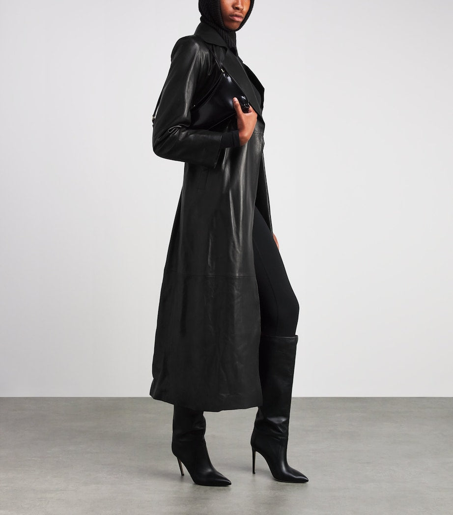 NOUR HAMMOUR Black Lambskin Kasha Coat