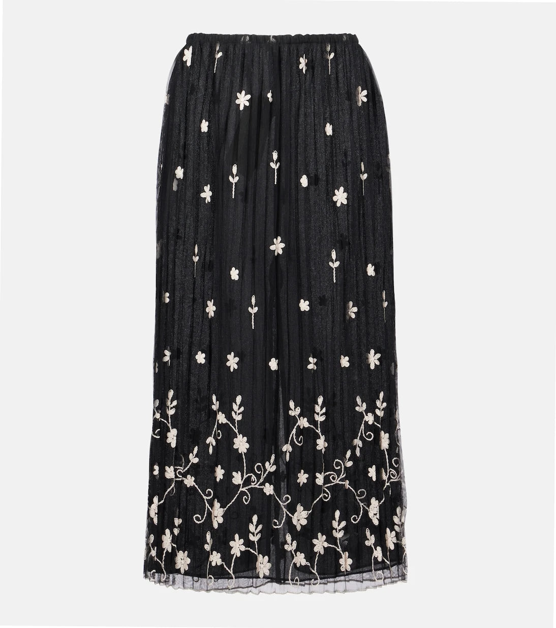 Toteme - Embroidered plissé tulle midi skirt