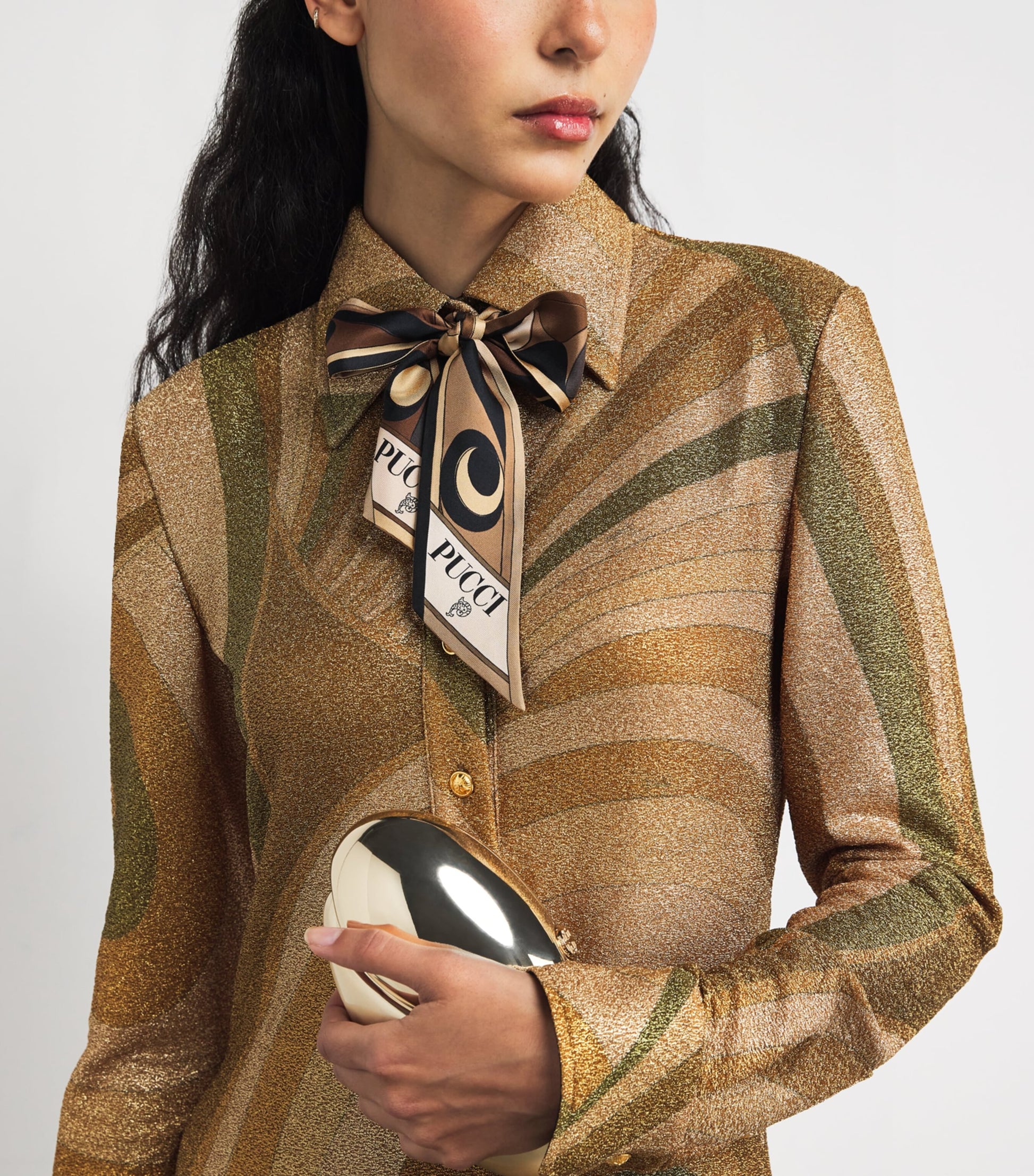 Gold Lamé Iride Print Maxi Dress