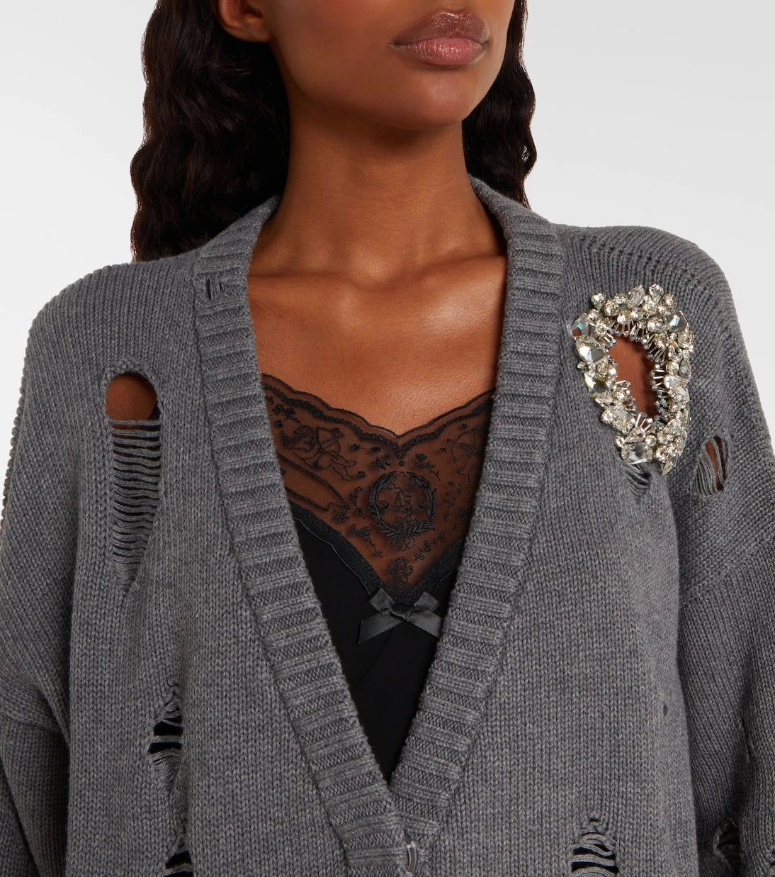 Area - Distressed cotton and cashmere cardigan