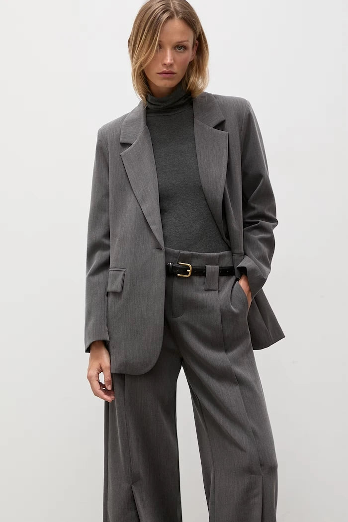 Viskozlu tek düğmeli kadın blazer