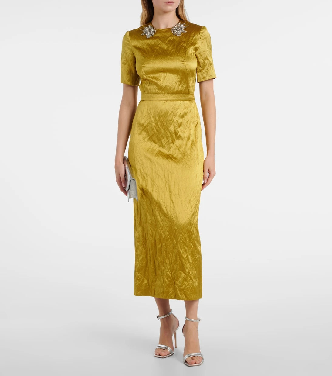 Erdem - Embellished satin midi dress