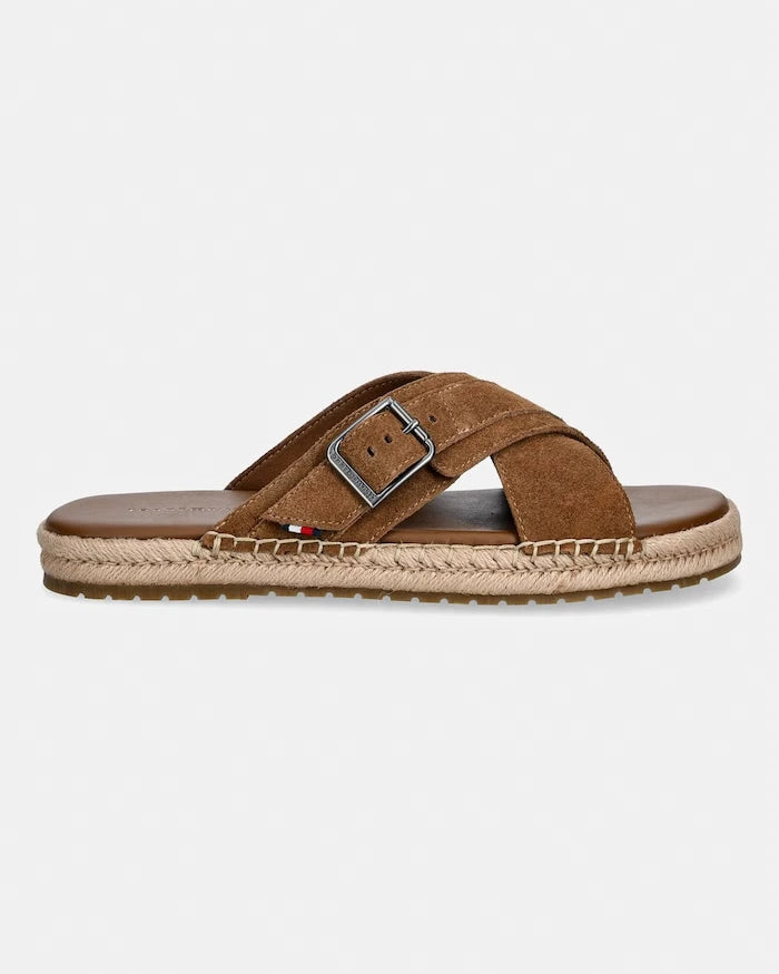 Tommy Hilfiger erkek süet terlik FLEX JUTTE BUCKLE SDE SANDAL