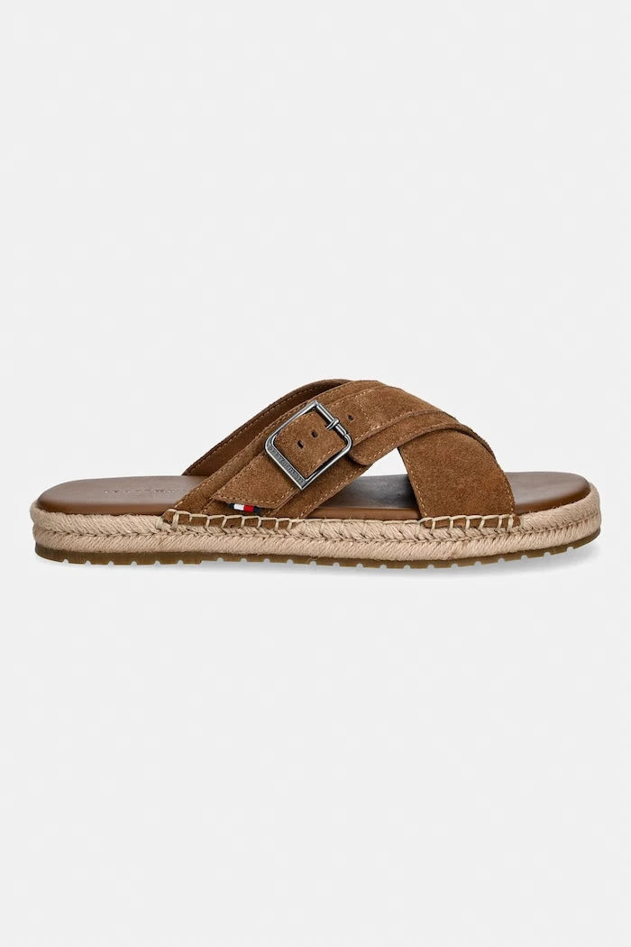 Tommy Hilfiger чехли мъжки от велур FLEX JUTTE BUCKLE SDE SANDAL