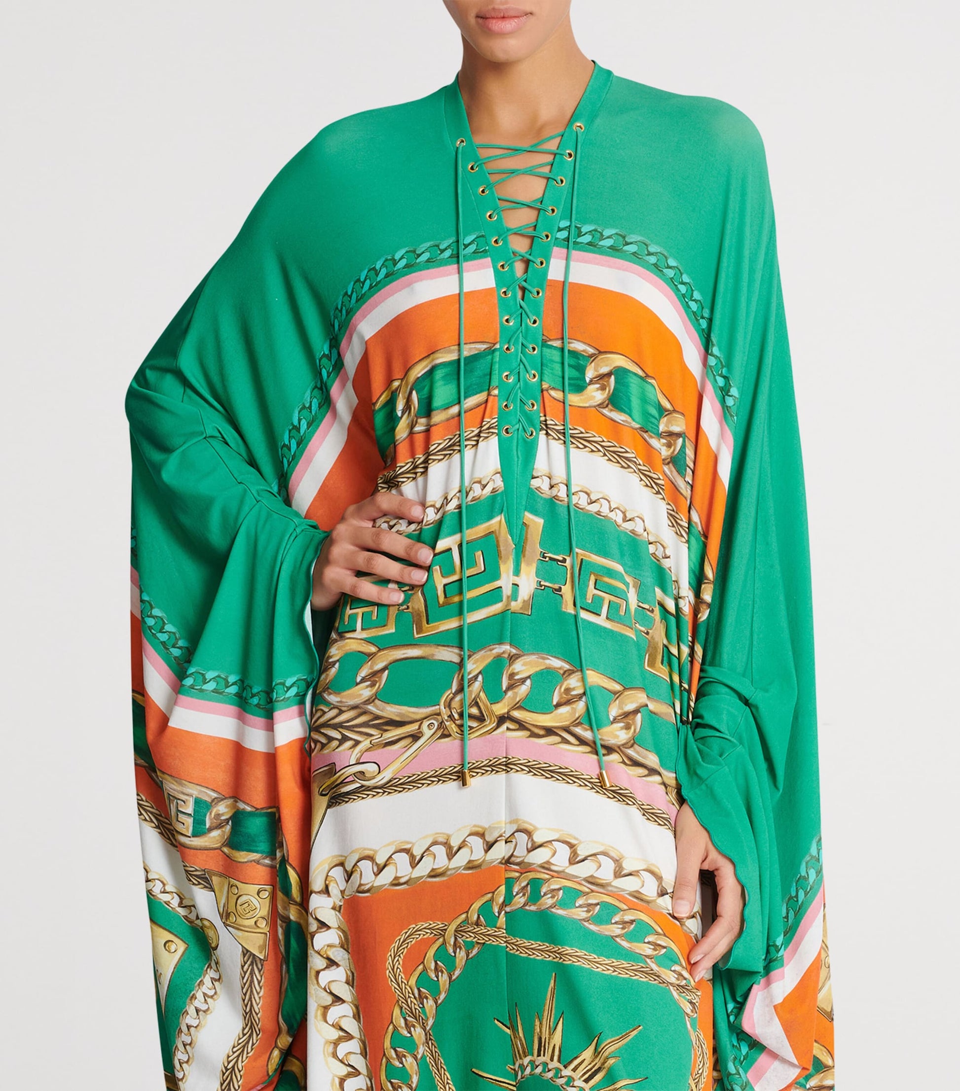 Multi Printed Kaftan Midi Dress