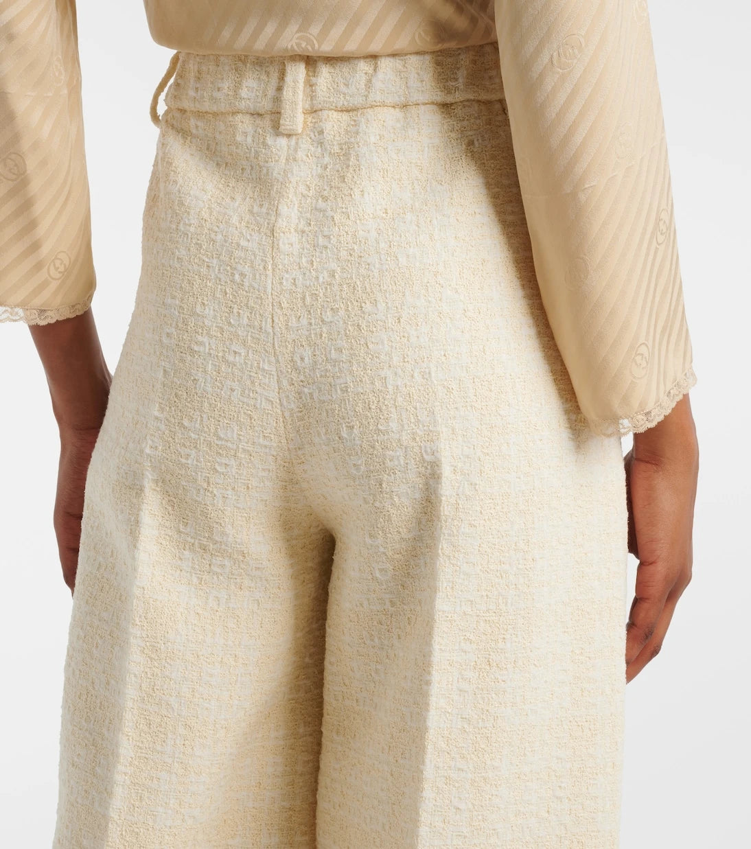 Gucci - Checked cotton-blend tweed wide-leg pants