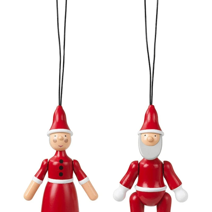 Kay Bojesen Noel Ağacı Süsü Santa Claus and Santa Clara (2 Parça)