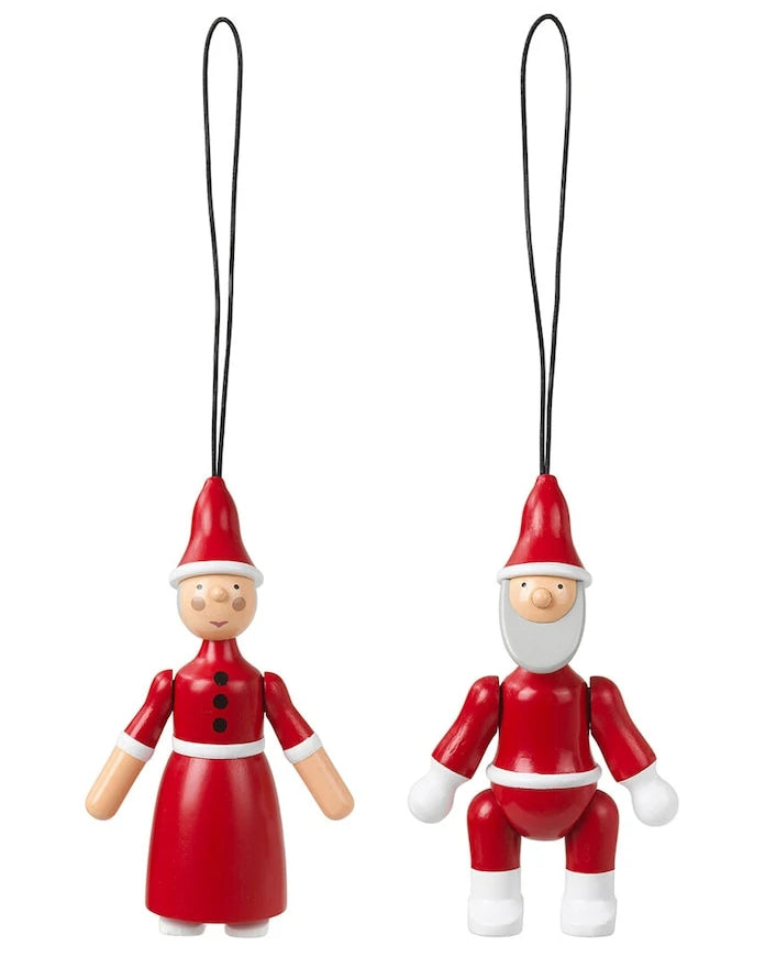 Украса за елха Kay Bojesen Santa Claus and Santa Clara (2 броя)