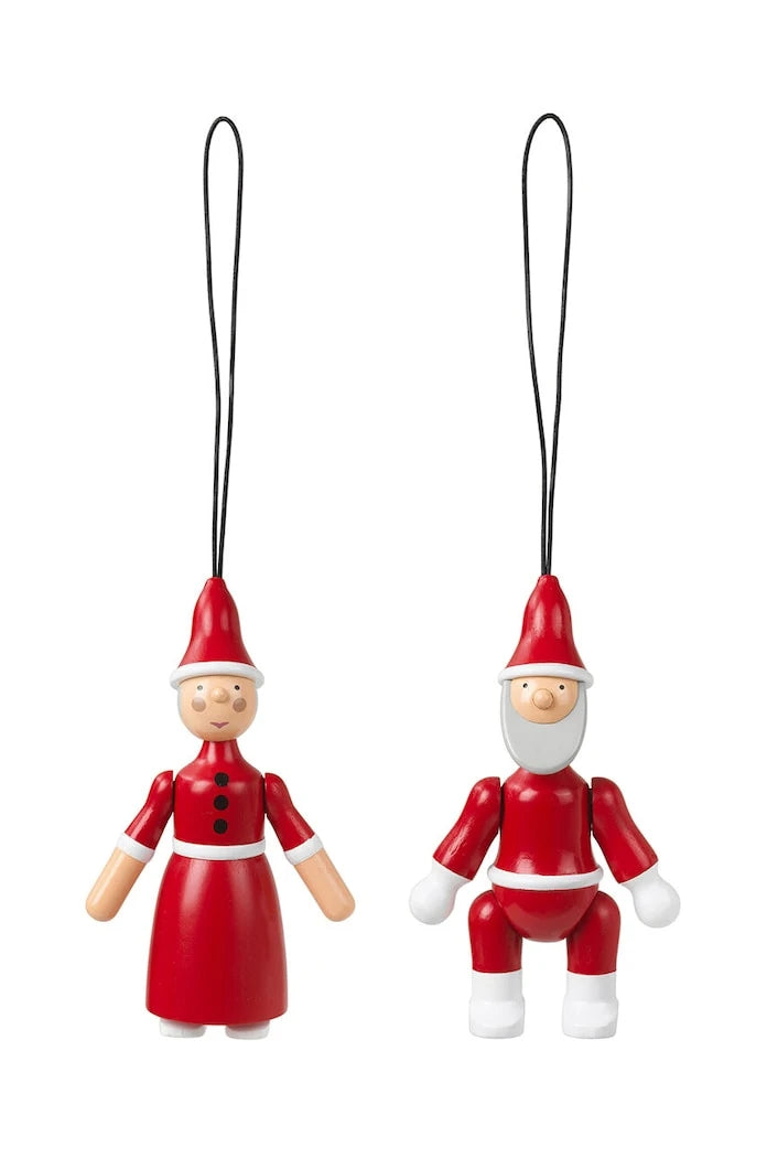 Kay Bojesen Noel Ağacı Süsü Santa Claus and Santa Clara (2 Parça)