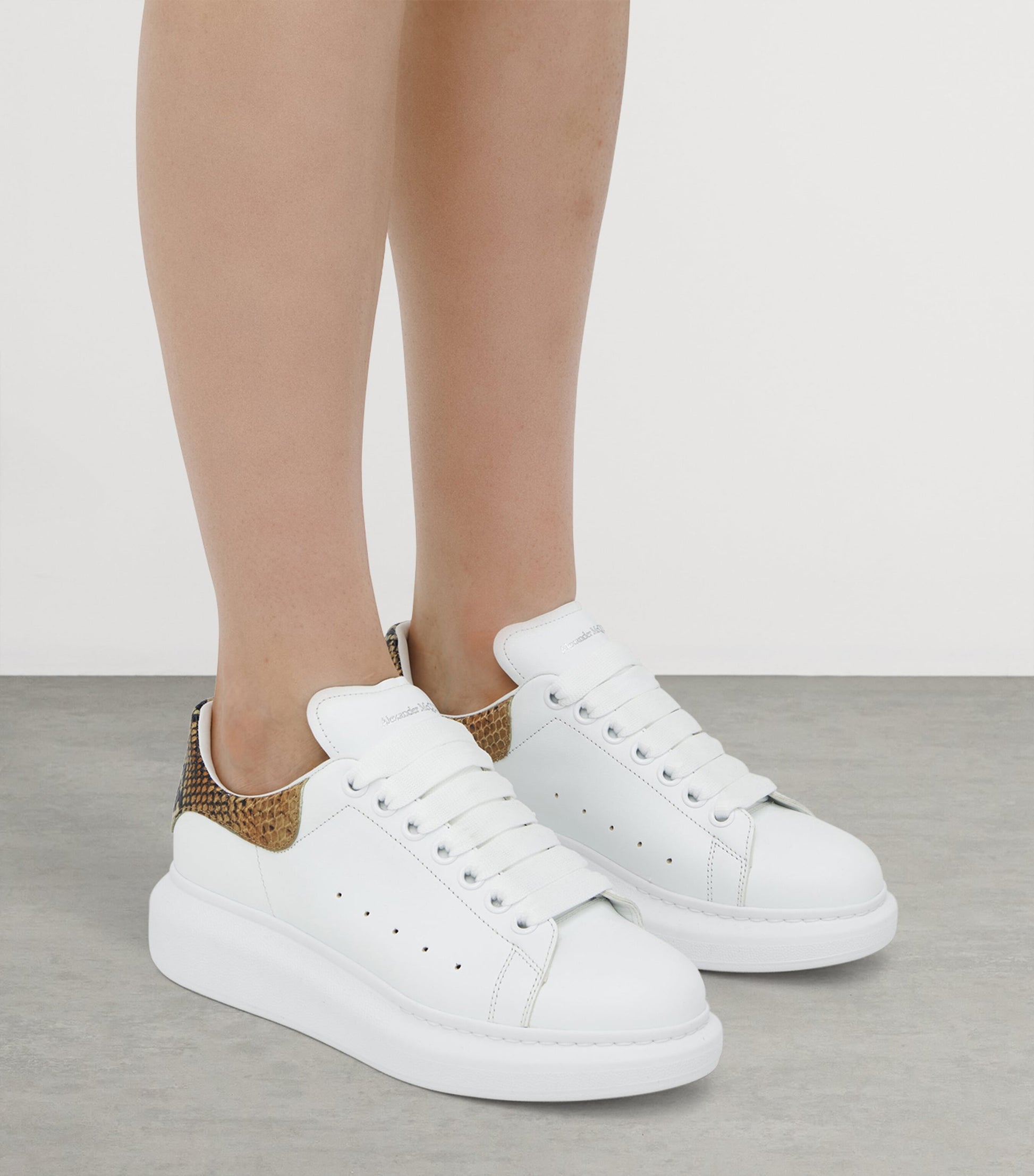 McQueen Ivory Leather Oversized Sneakers