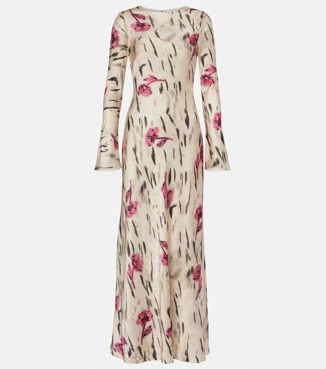 Ganni - Floral open-back satin maxi dress