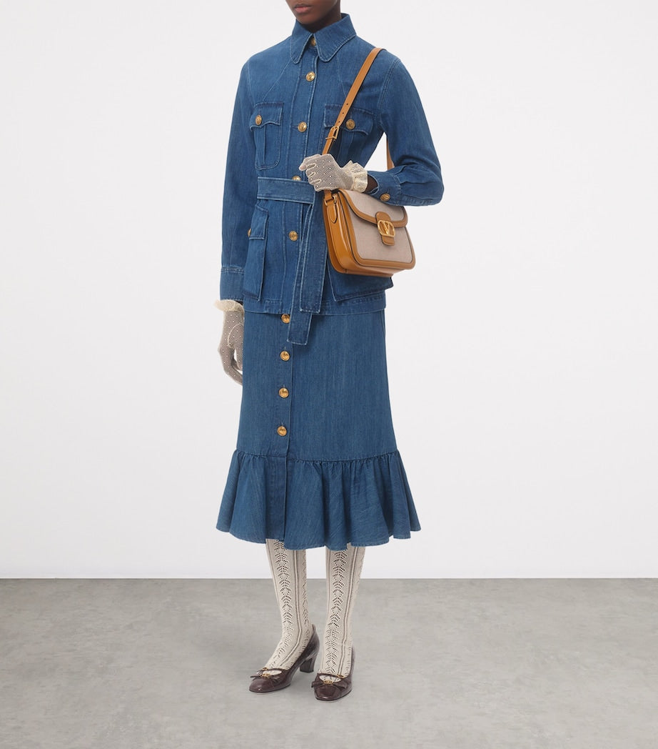 Valentino Blue Denim Midi Skirt