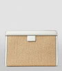 Jimmy Choo White Raffia Leather-Trim Avenue Pouch