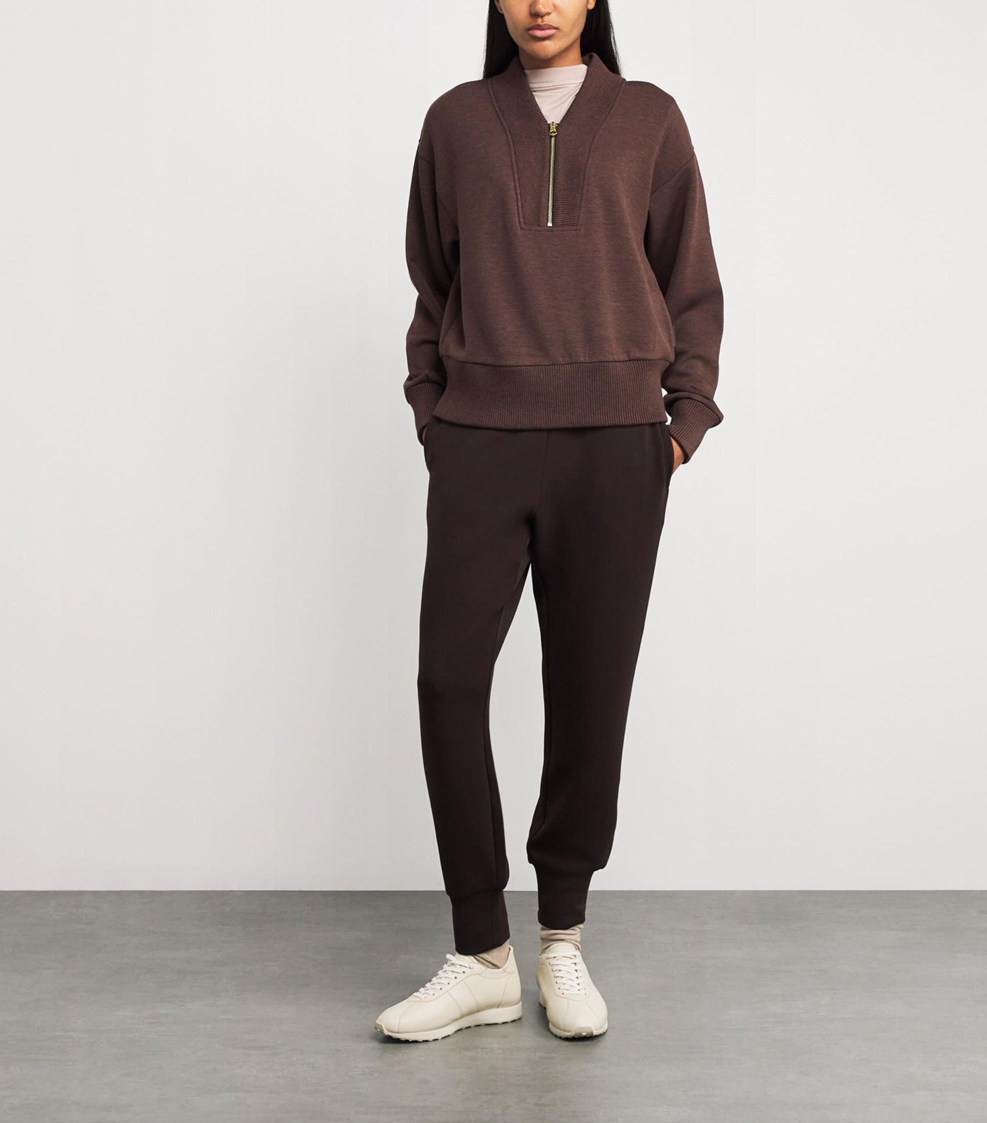 Varley Brown Sally Half-Zip Sweatshirt