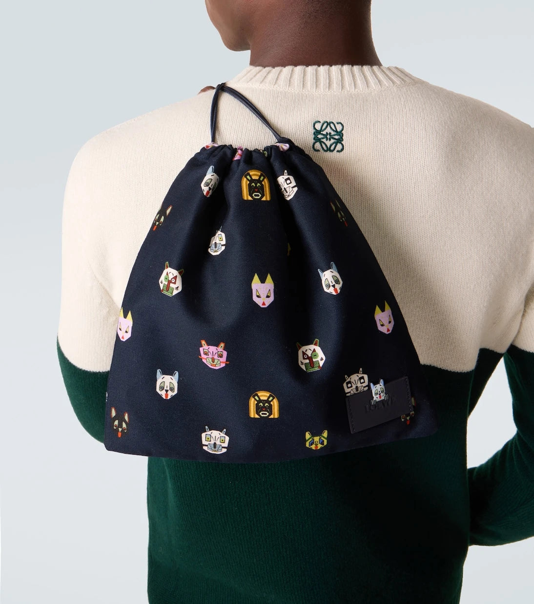 Loewe - x Louis Wain leather-trimmed cotton pouch