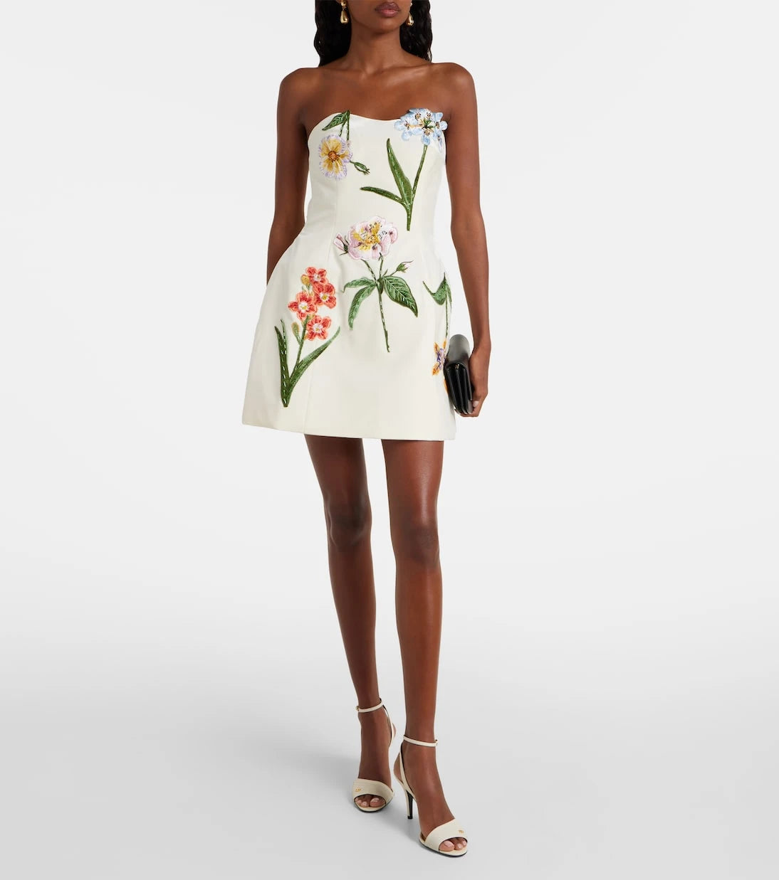 Leo Lin - Rosario embroidered velvet minidress
