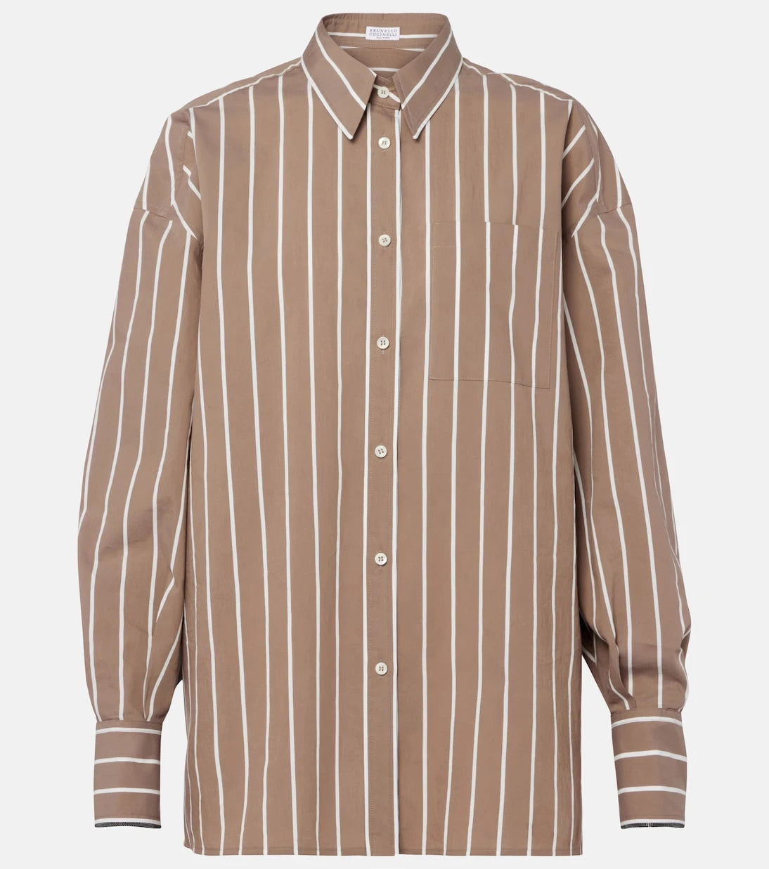 Brunello Cucinelli - Monili striped cotton-blend poplin shirt