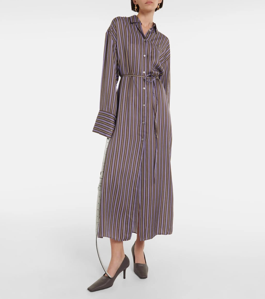 Acne Studios - فستان قميص ديليستينا المقلم