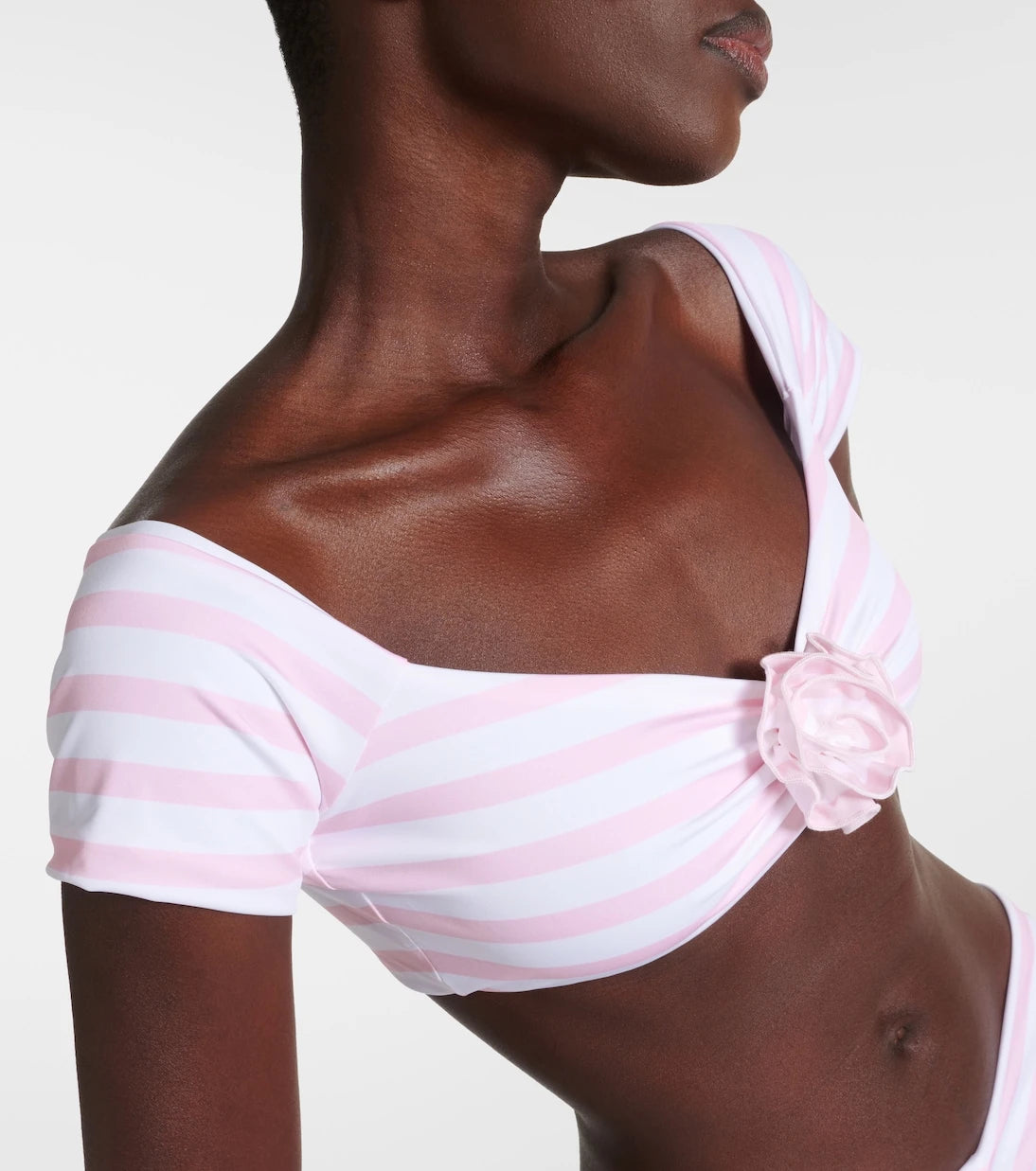 Bananhot - Stefani striped off-shoulder crop top