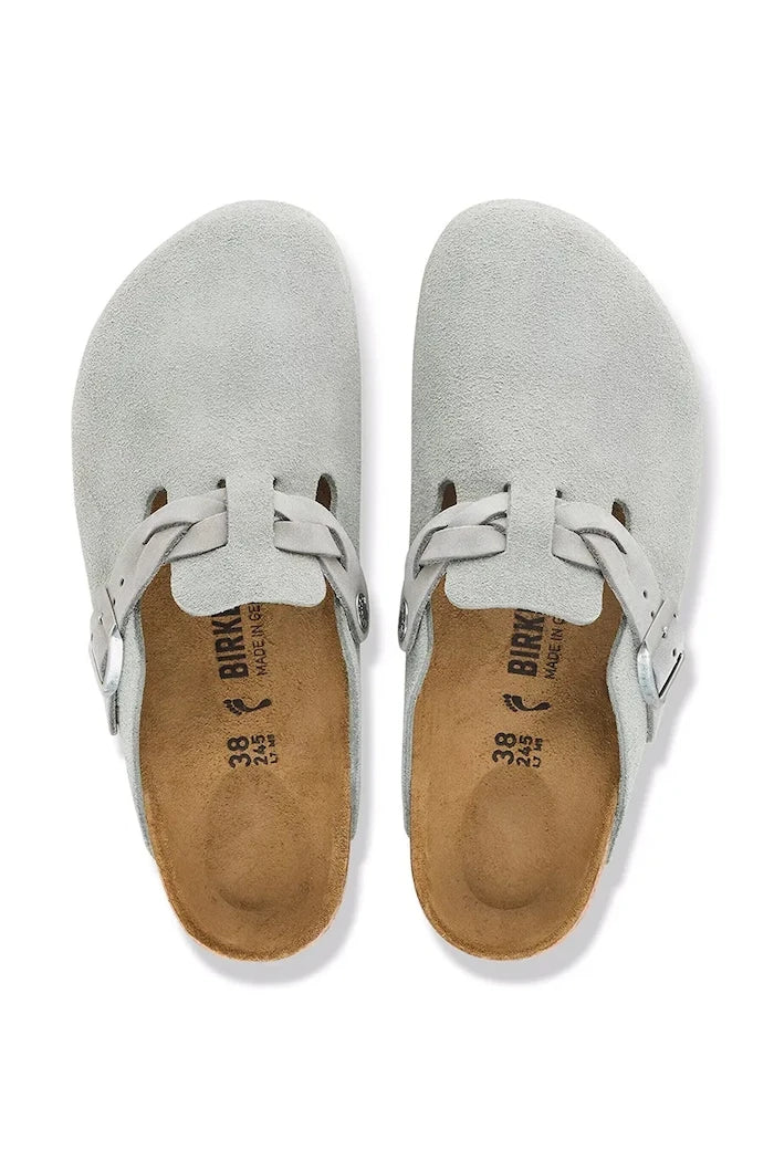 Birkenstock Kadın Süet Terlik Sabolar Boston Braided Suede Leather