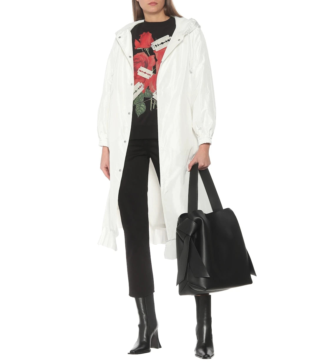 Undercover - Ruffle-trimmed silk satin coat