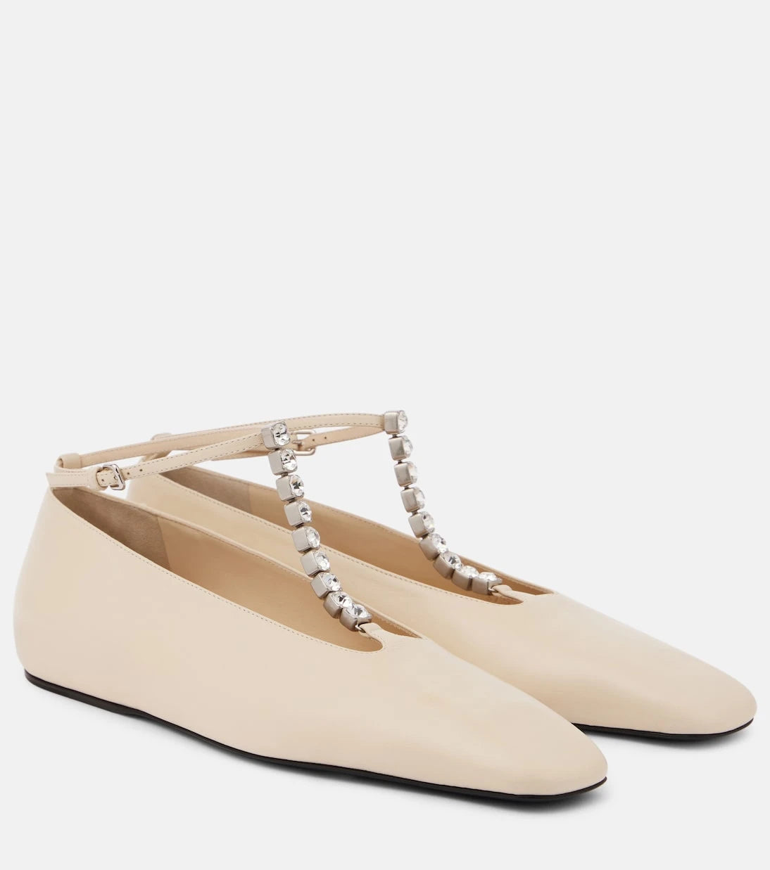 Jil Sander - Crystal-embellished leather ballet flats