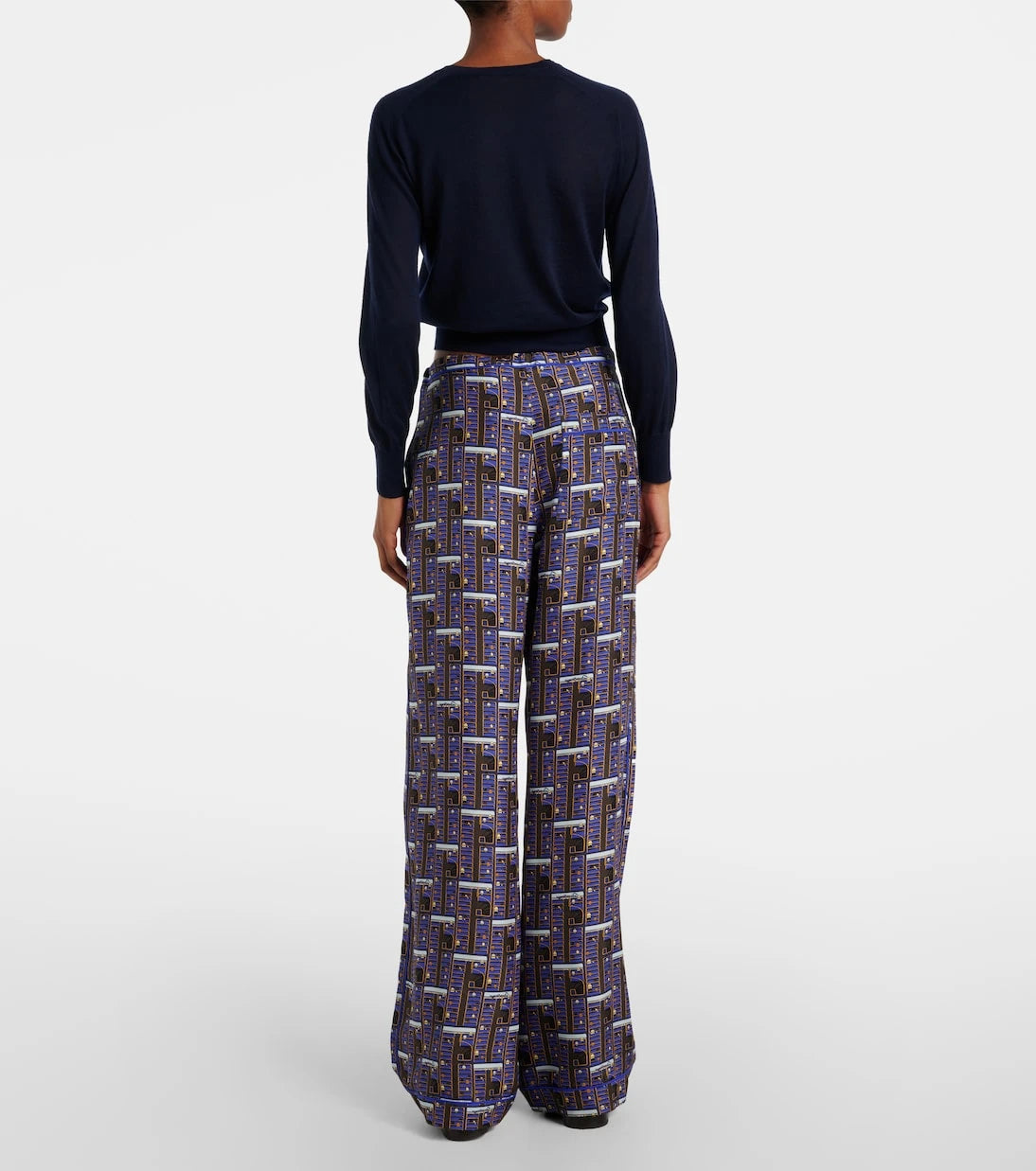 Burberry - Checked silk straight pants
