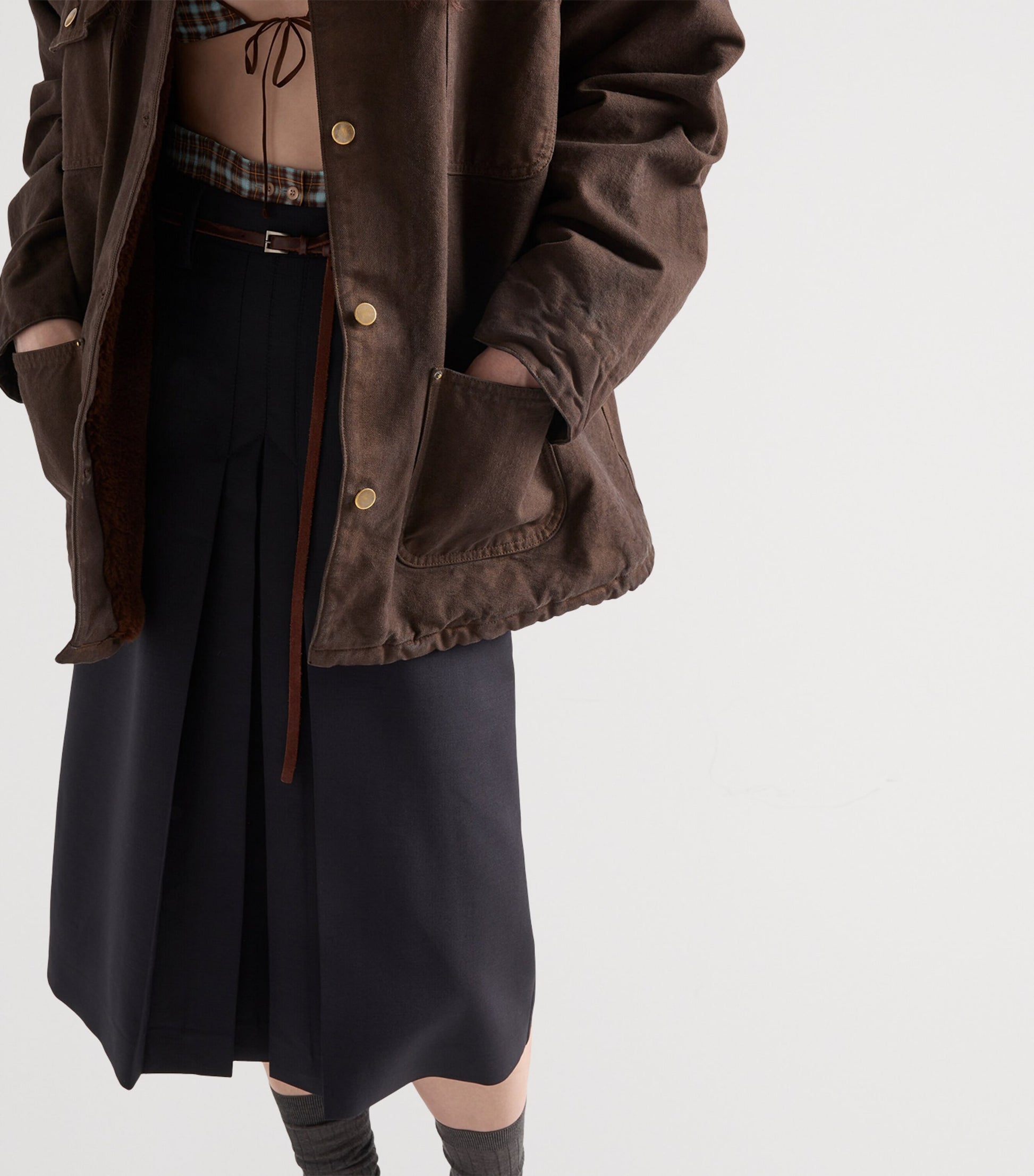 Prada Blue Mohair-Wool Midi Skirt