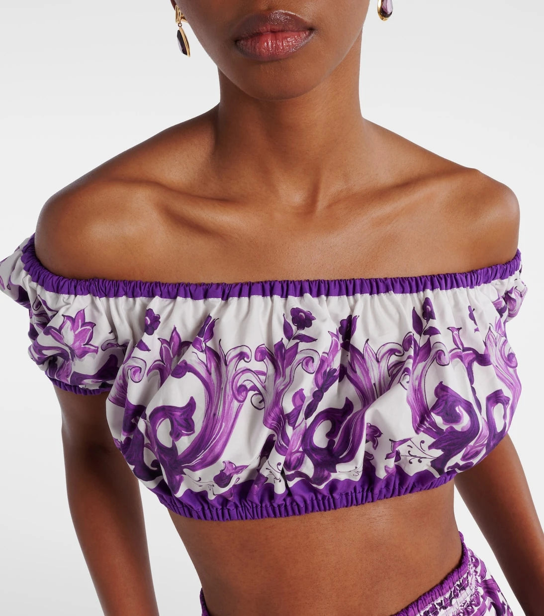 Dolce&Gabbana - Majolica cotton crop top