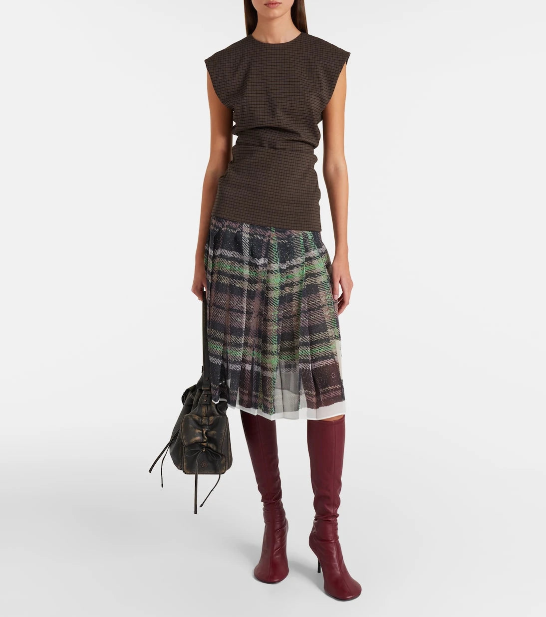 Acne Studios - بلوزة Tanado كاروهات من مزيج الصوف