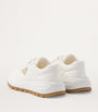 Prada Neutral Leather Triangle Sneakers