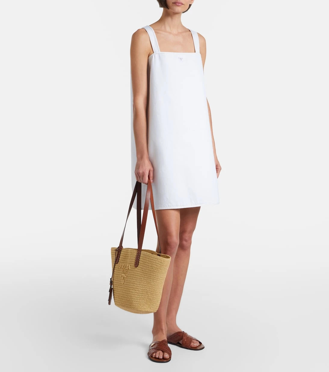 Prada - Medium raffia-effect crochet basket bag