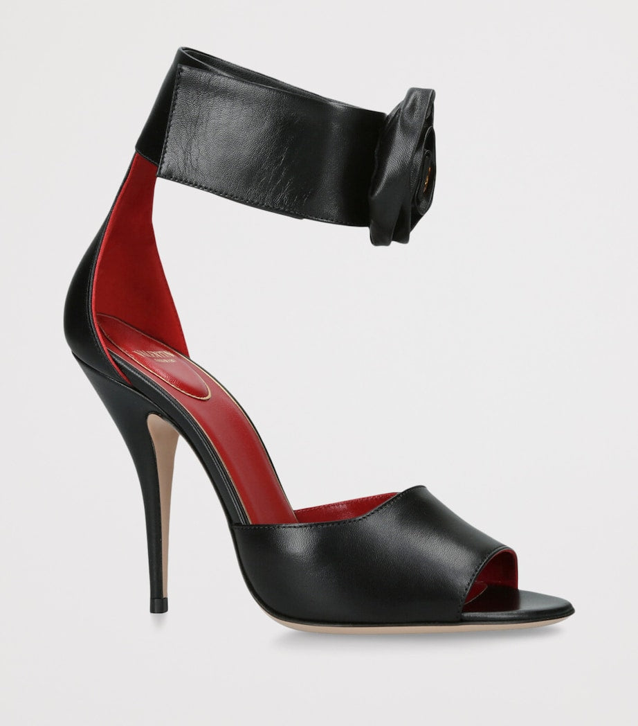 Valentino Garavani Multi Leather Drip Rose Sandals 105