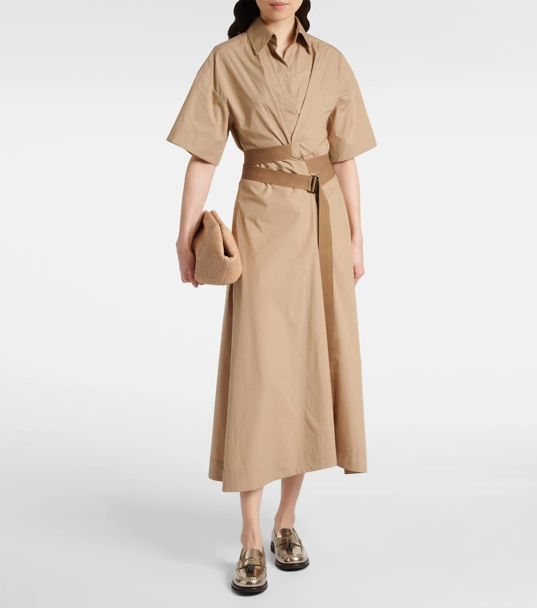 Brunello Cucinelli - Belted cotton shirt dress