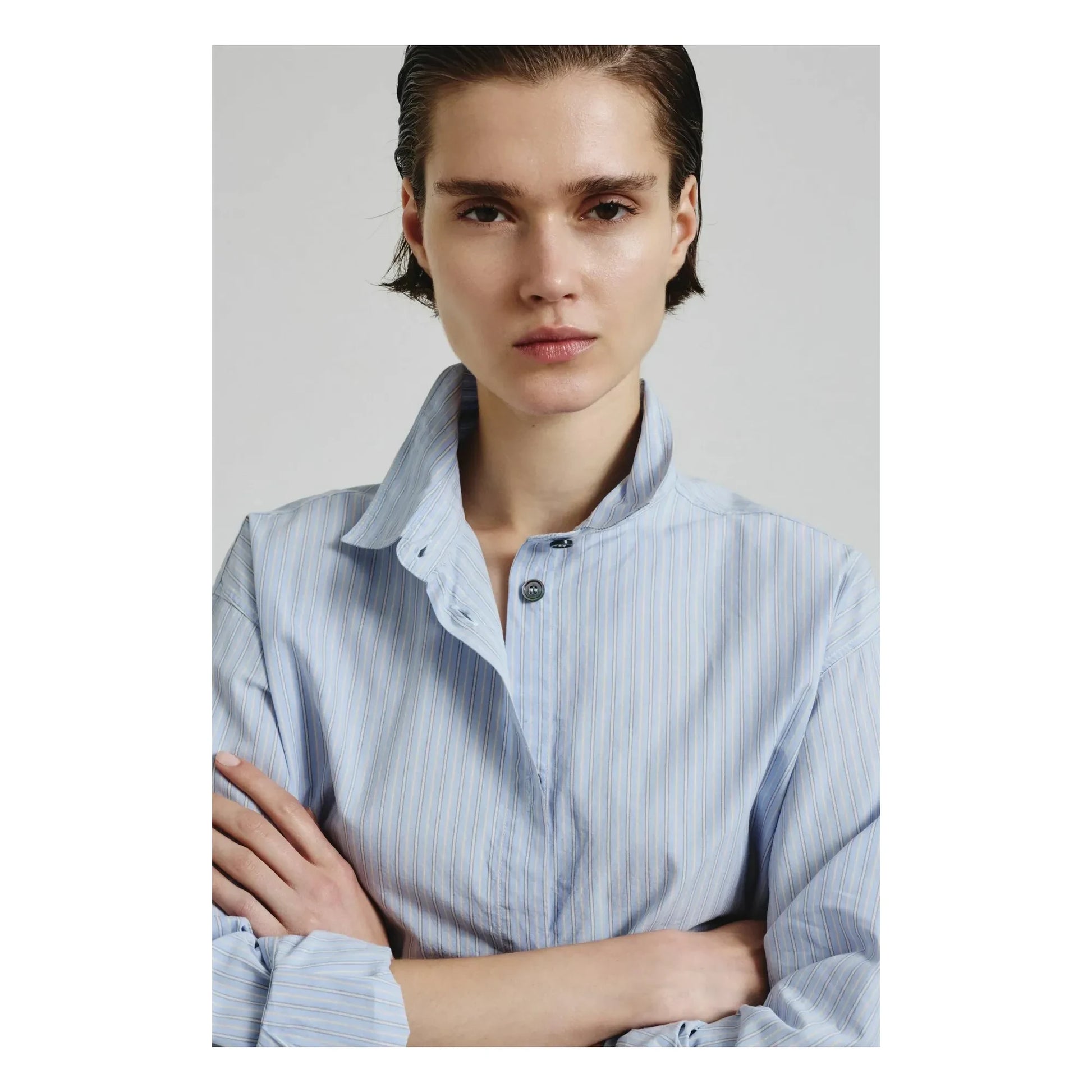 Pomandère - Striped Cotton Poplin Shirt | Blue