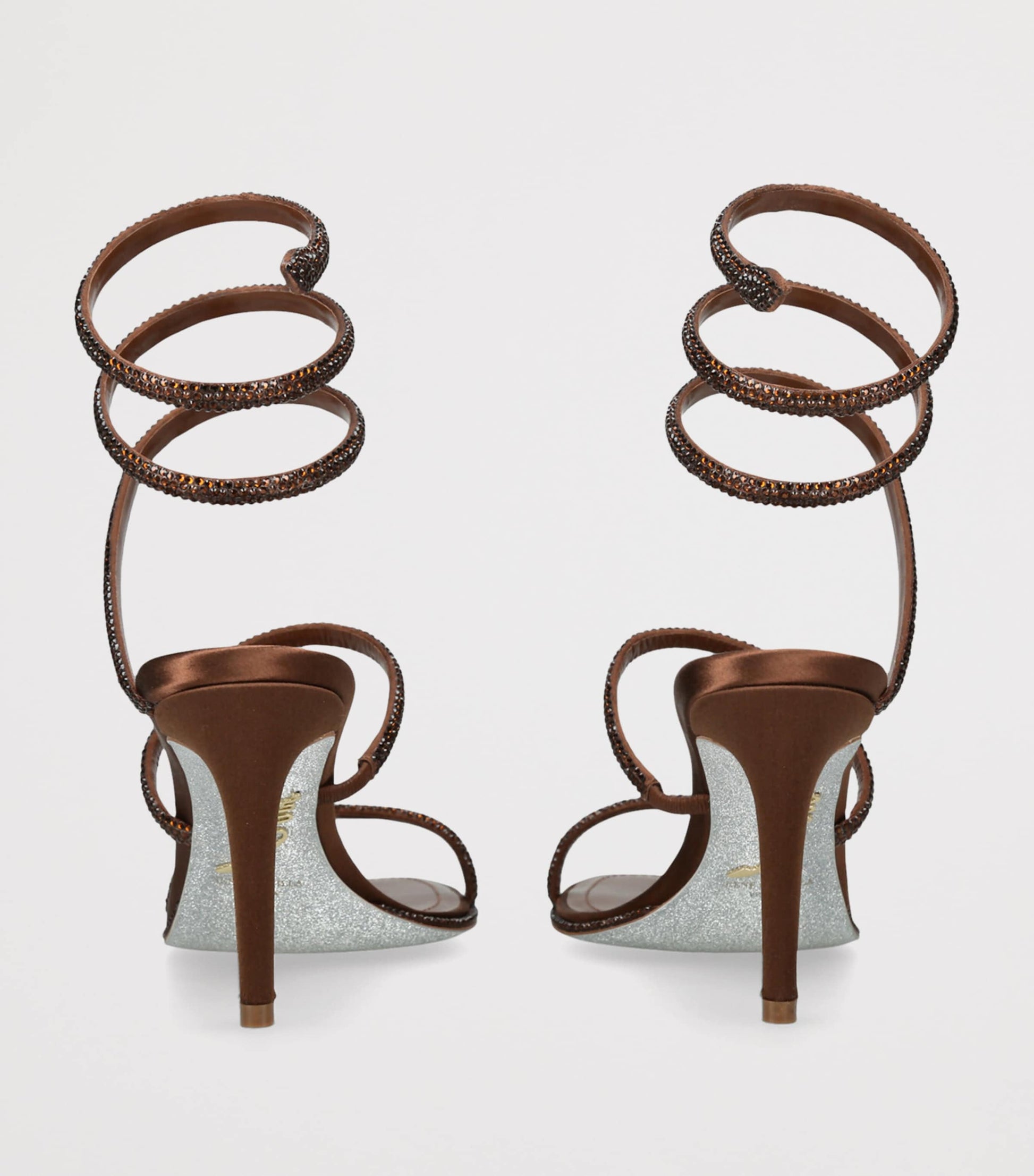 Brown Satin Embellished Cleo Sandals 80