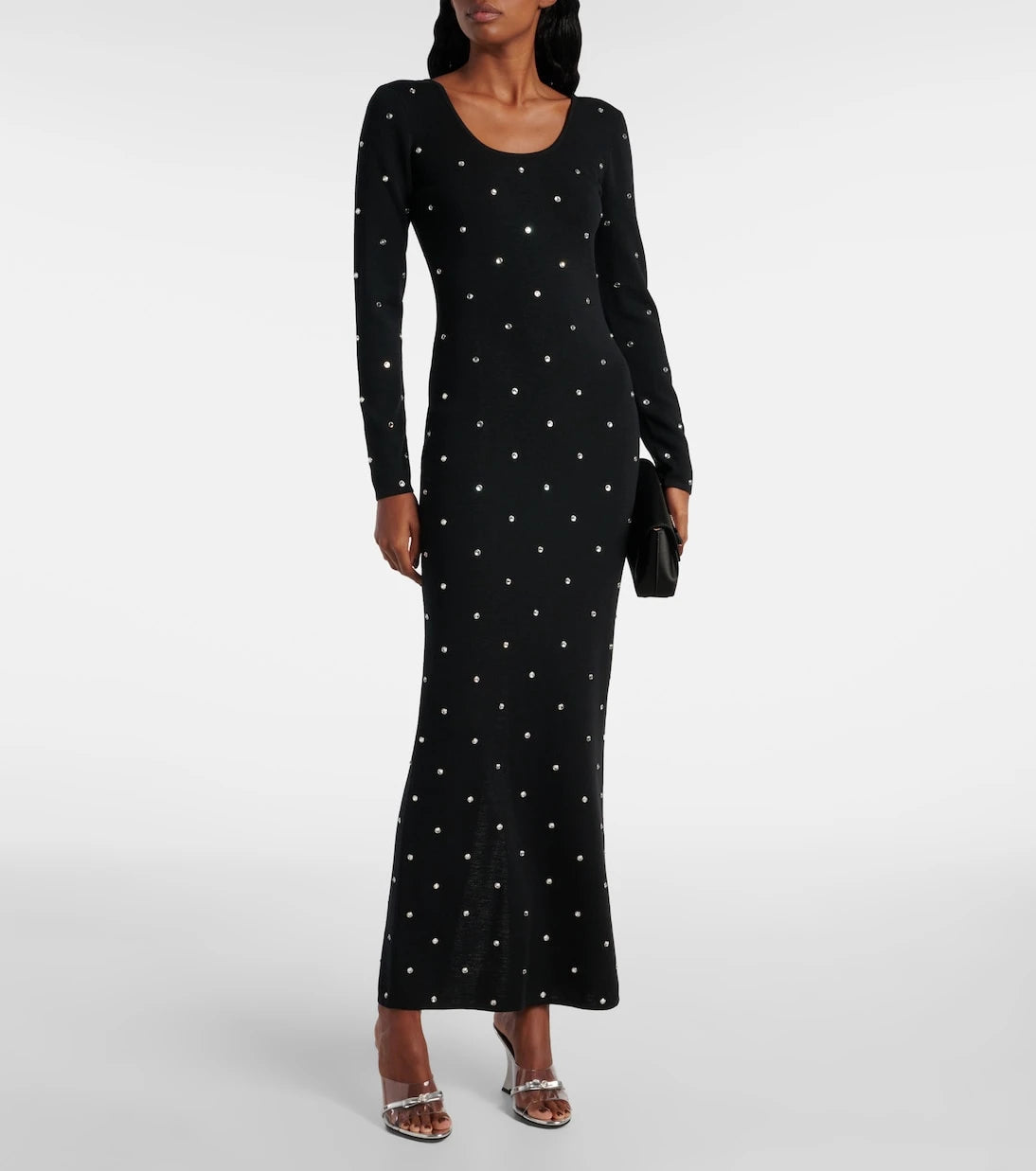 Versace - Crystal-embellished virgin wool midi dress