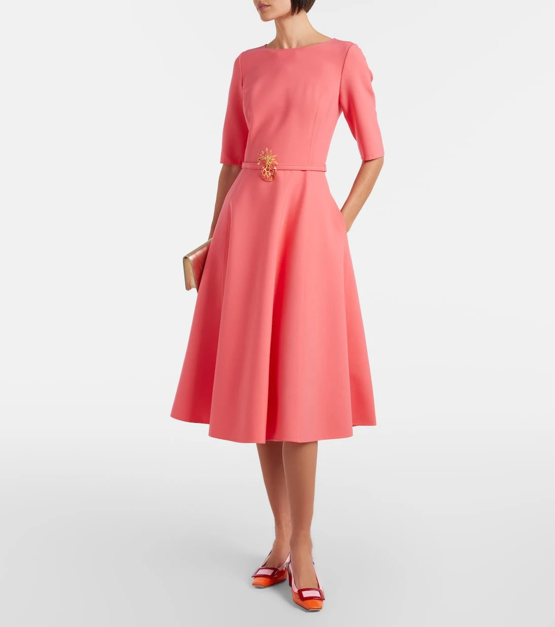 Oscar de la Renta - Belted wool-blend midi dress