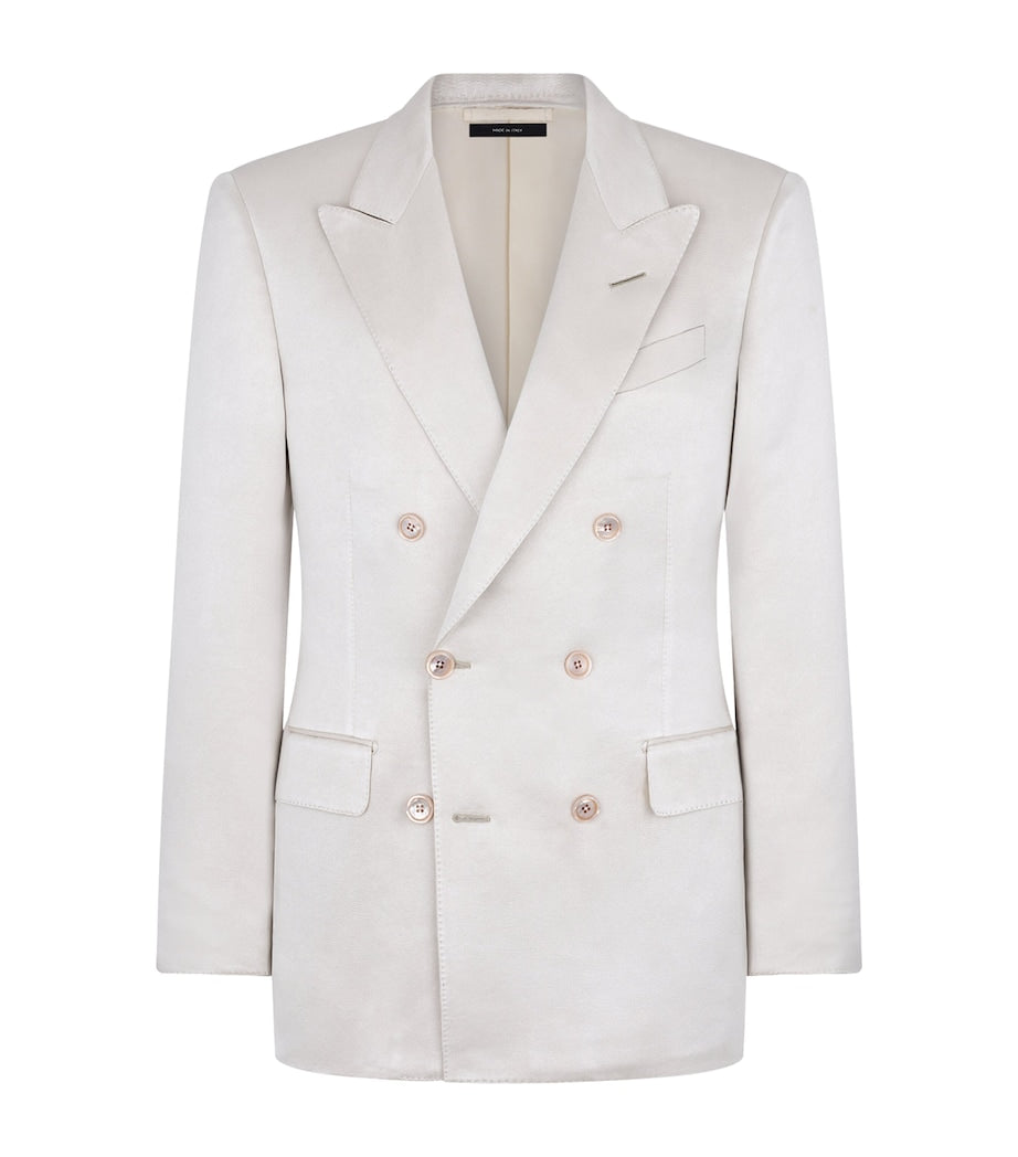 Pink Cotton-Silk Double-Breasted Blazer