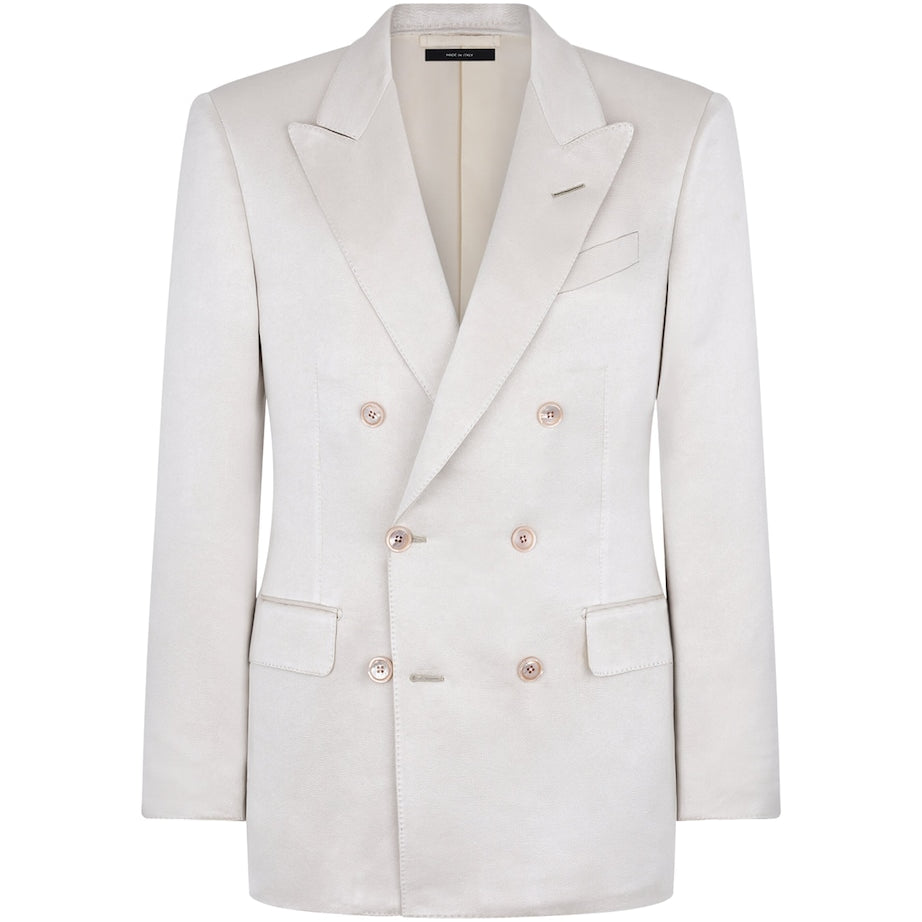 Pink Cotton-Silk Double-Breasted Blazer