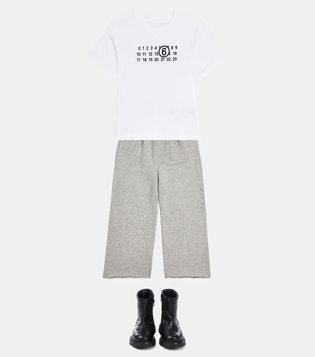 MM6 Maison Margiela Kids - حذاء جلد برقبة طويلة بشعار العلامة