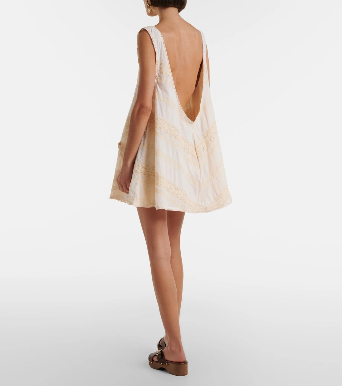 Juliet Dunn - Crochet-trimmed cotton minidress