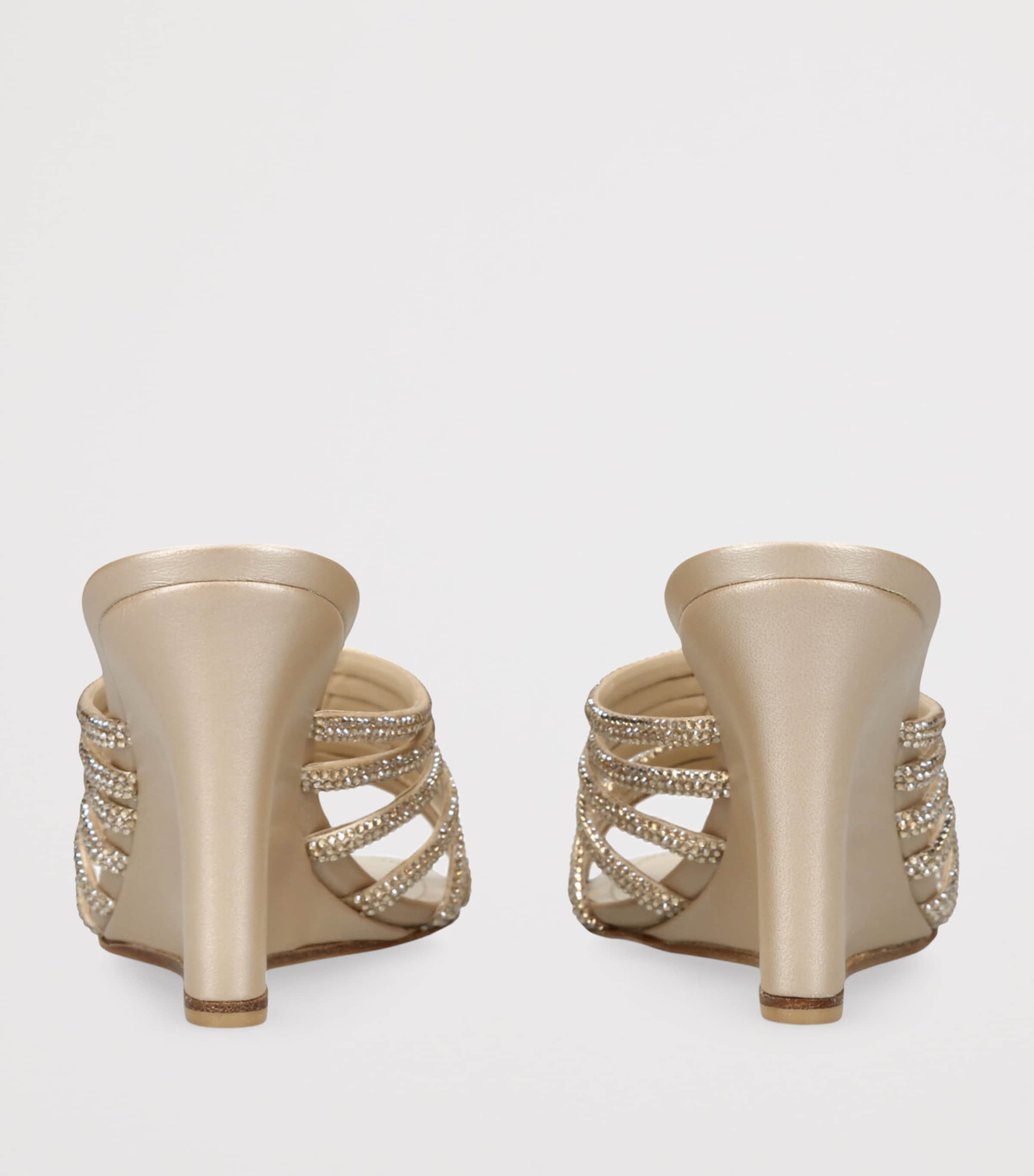 Gold Satin Strappy Wedges 80