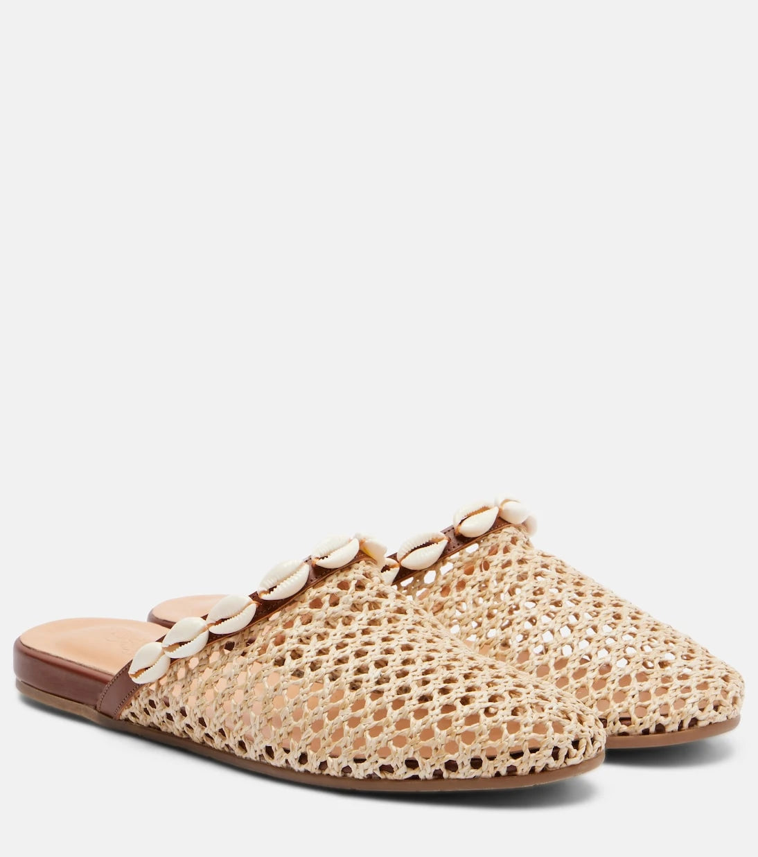 Ancient Greek Sandals - شبشب رافيا مزين بالميول